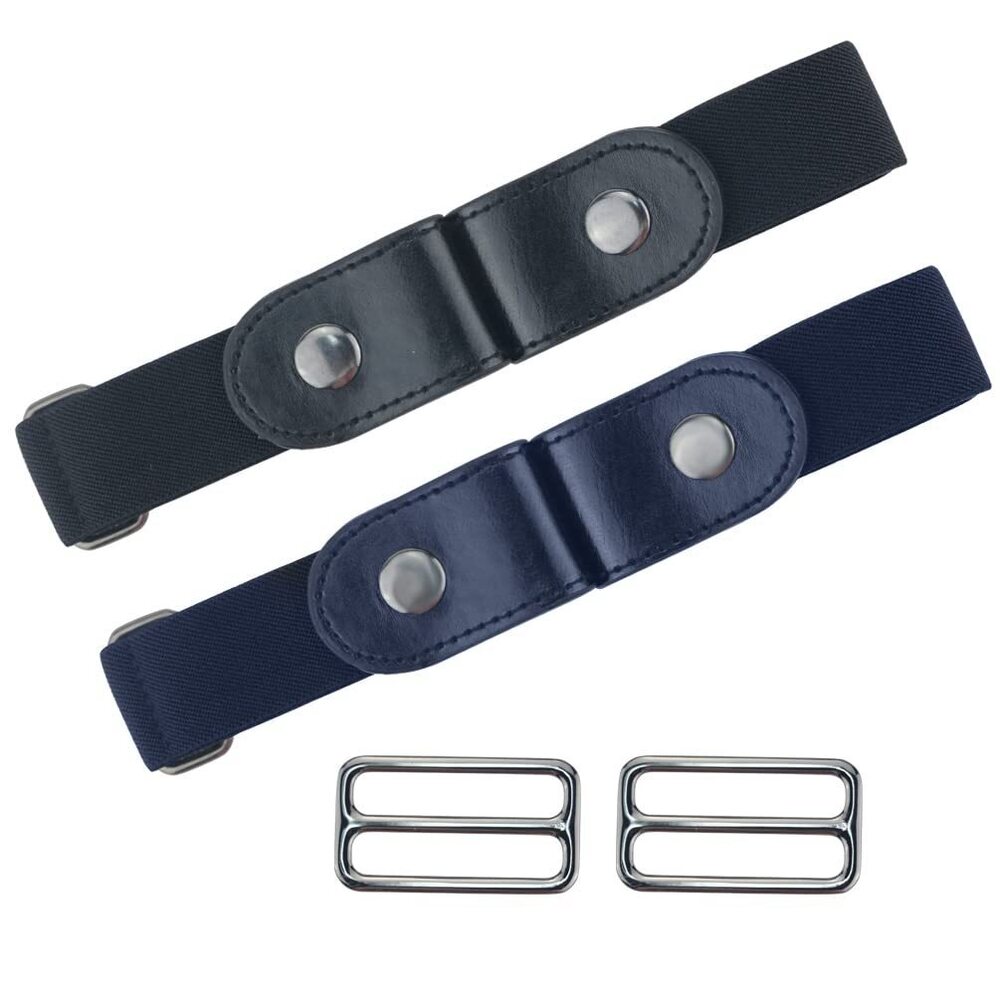 3642 2 Pack No Buckle Elastic Belts For Women Men, Show Jeans